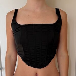 Missguided Cropped Black Satin Corset